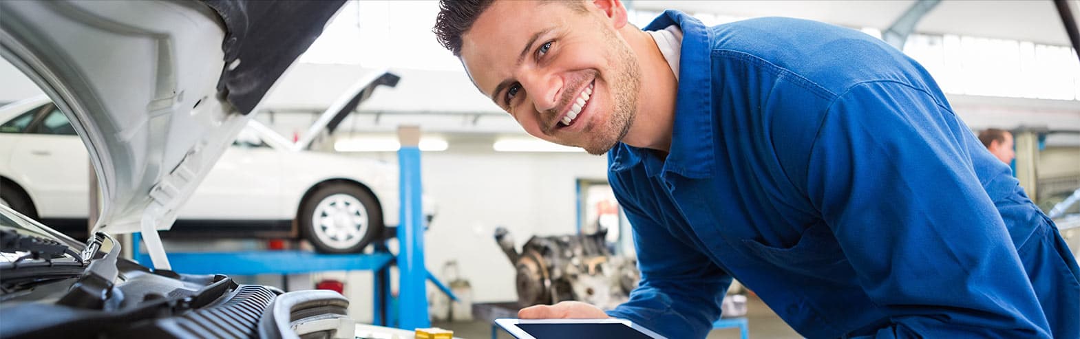 Mercedes technician at work
